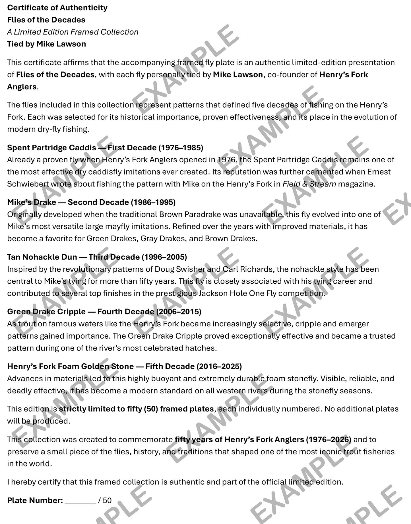 Flies of the Decades - Henry’s Fork Anglers 50th Anniversary Collector’s Edition