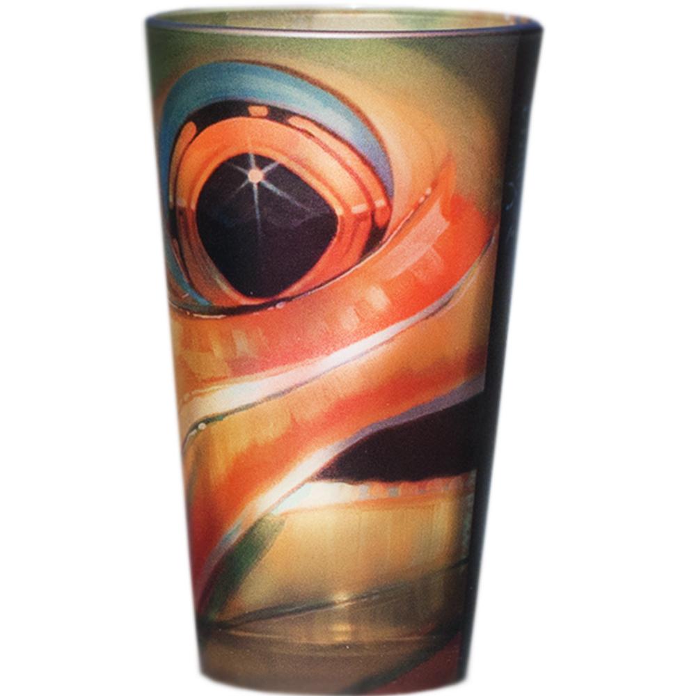 Derek DeYoung Cutthroat Trout Face pilsner glass on a white background