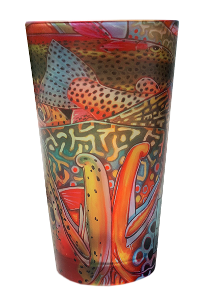 Derek DeYoung Red Trout Confetti pilsner glass